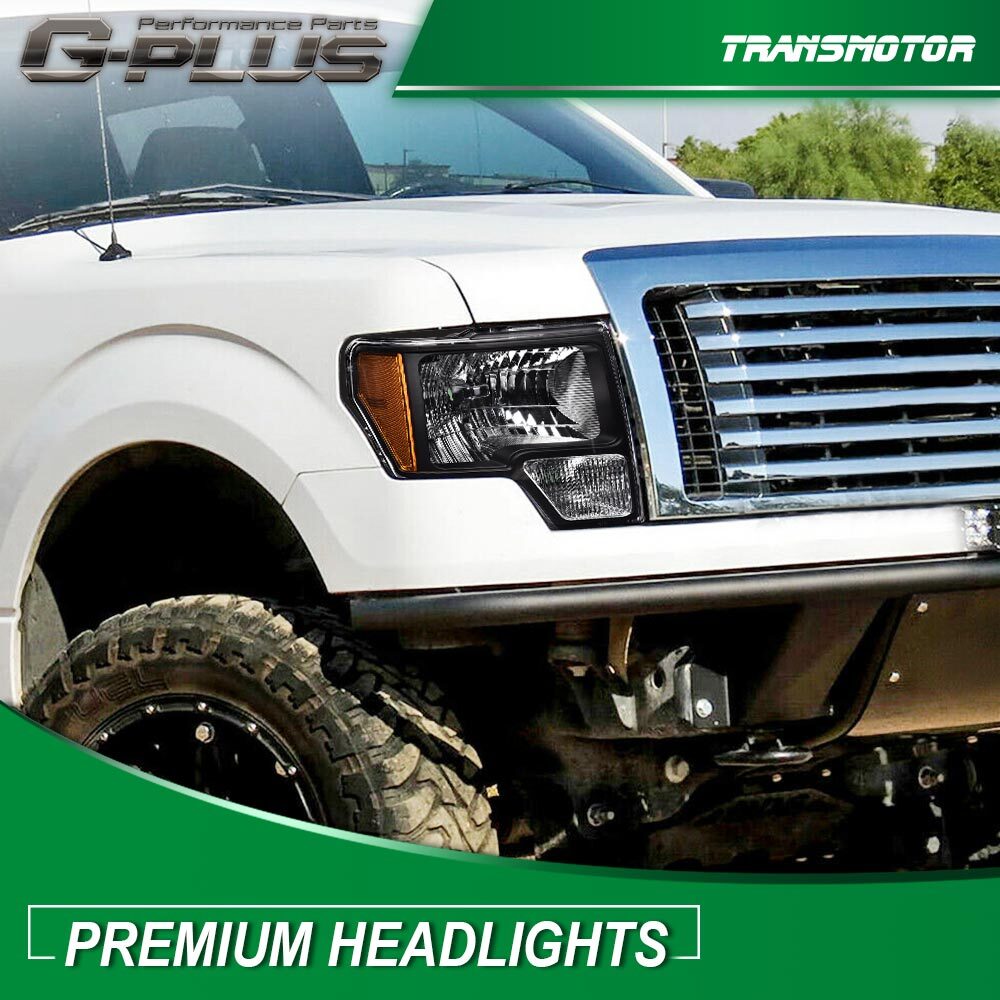 Pair Fits 2009 - 2014 for F150 Black Factory Style Lens Headlights Left + Right - v
