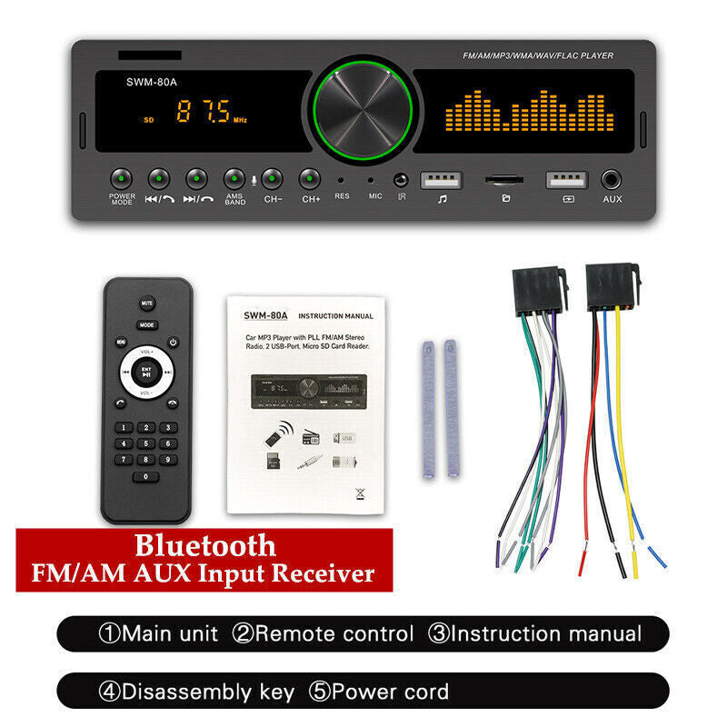 Bluetooth Car Stereo Audio FM/AM AUX Input Receiver SD USB MP3 Radio Player Kit v