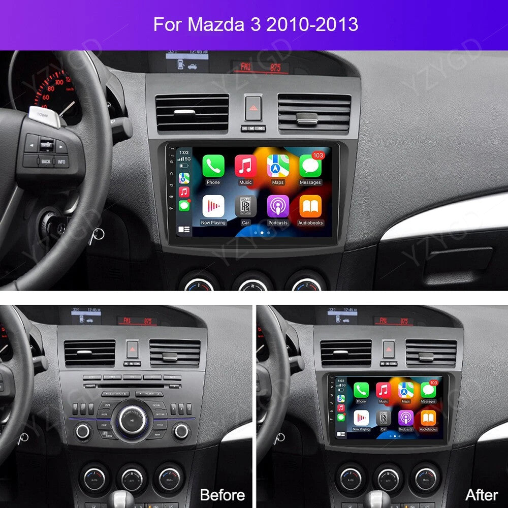 for Mazda 3 2010-2013 CarPlay Car Radio GPS Multimedia Stereo Head Unit Screen