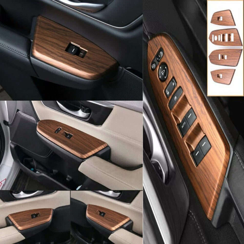 4x for Honda CR-V CRV 2017-2022 Peach Wood Grain Window Switch Panel Cover Trims n