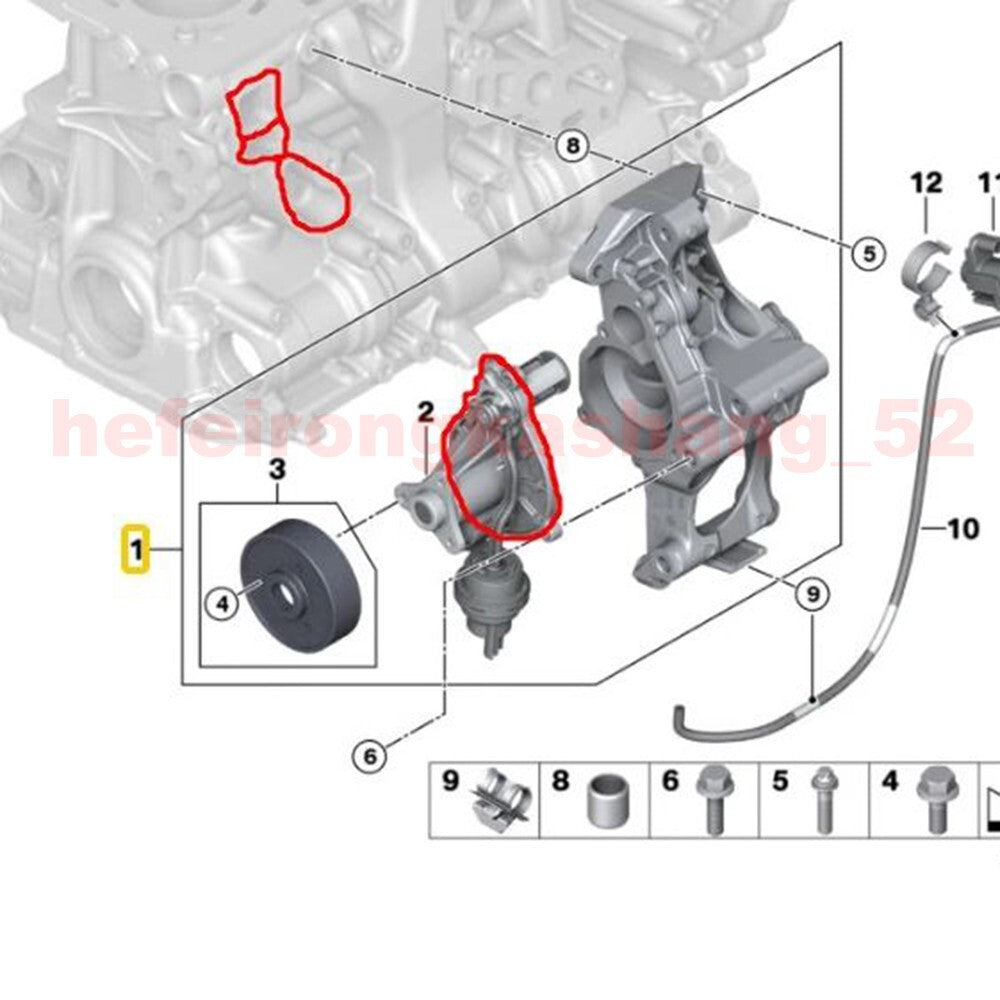 Coolant pump seal for G08 G38 G30 530i G32 630i G12 730Li 11517644809- v
