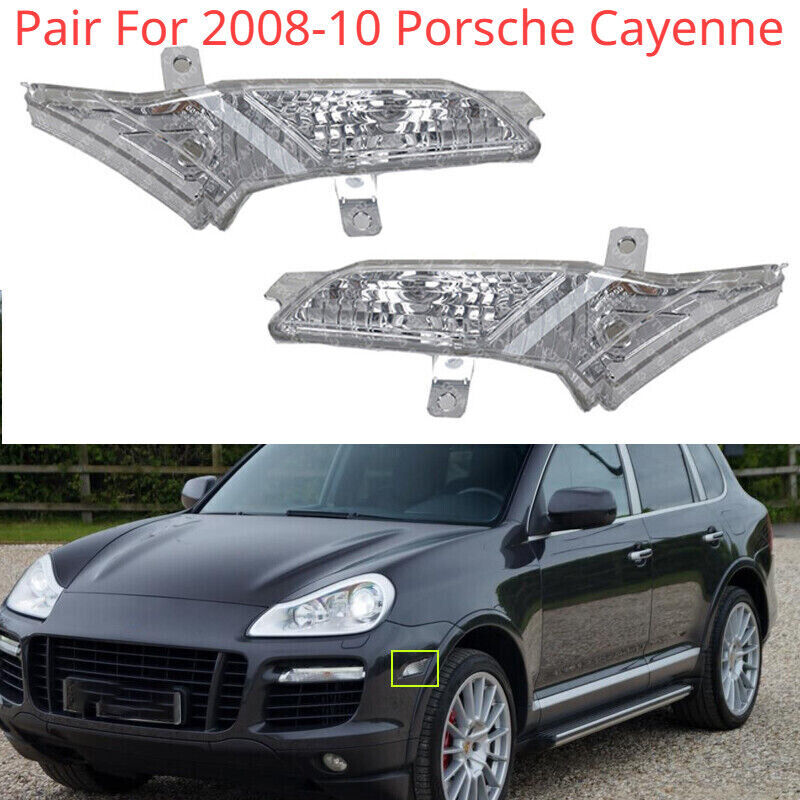 Pair Fit for Porsche for Cayenne 2008-10 Plastic Clear Front Side Marker Lights 2PCS Q