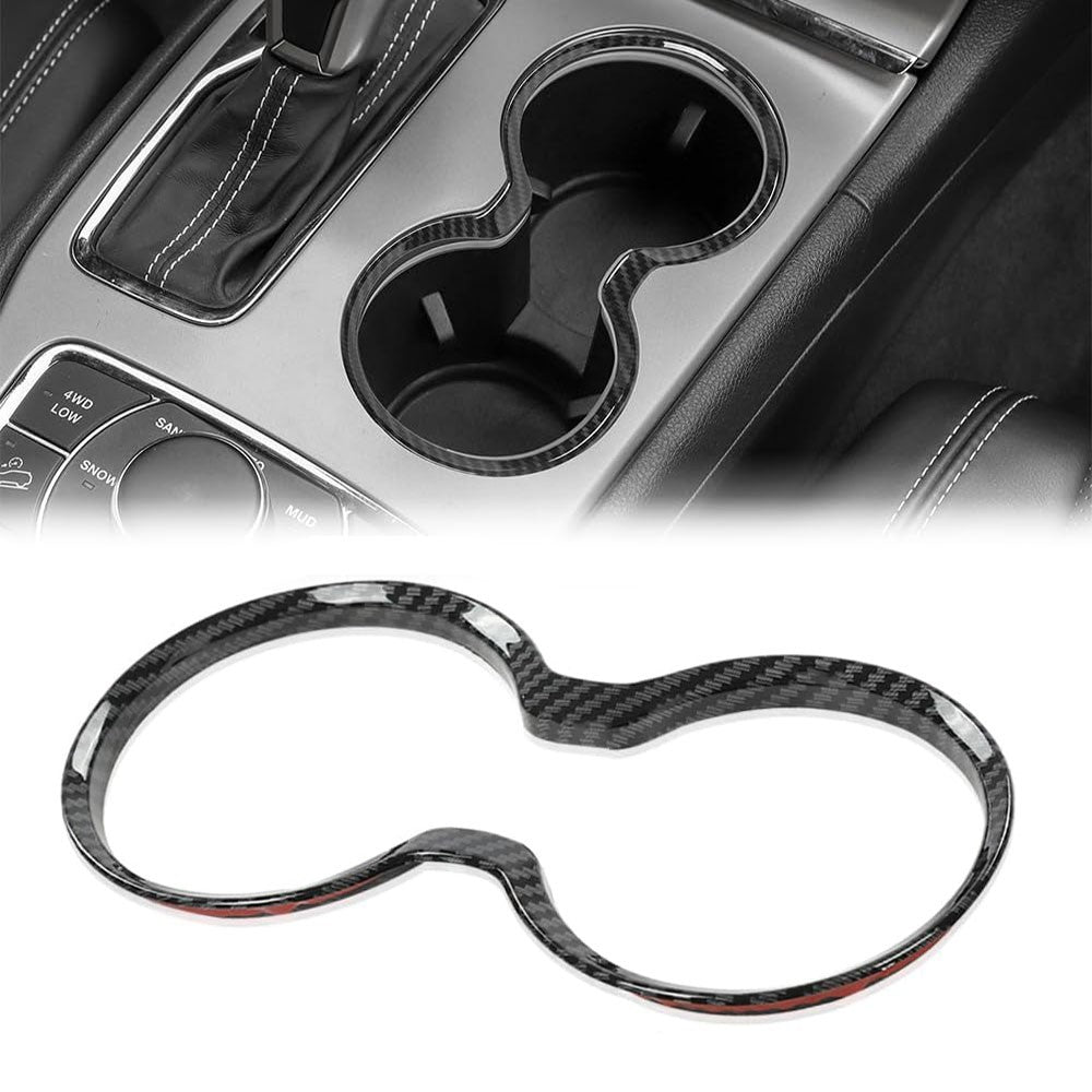 Carbon Fibre Style Cup Holder Cover Trim Bezel for Jeep for Grand Cherokee 2011-2021