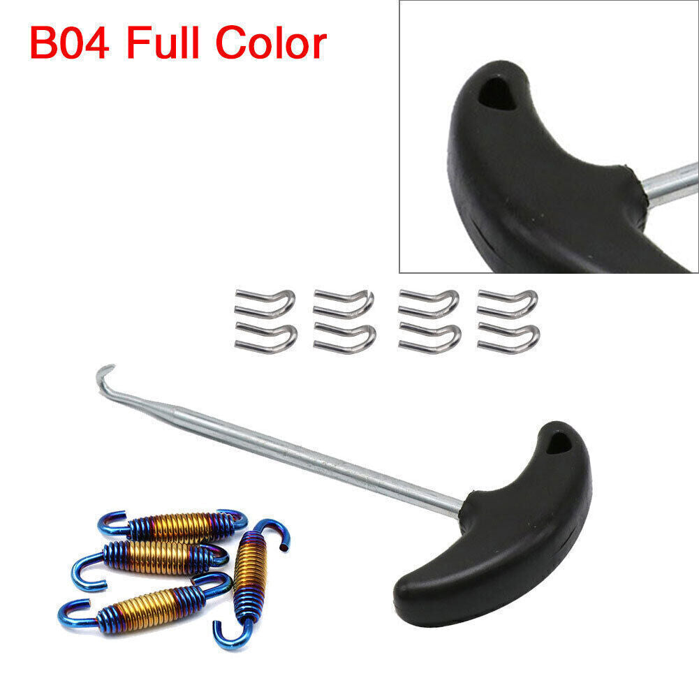 Exhaust Pipe Muffler Mounting Springs Hooks Set Link Full Color Blue Motorcycle