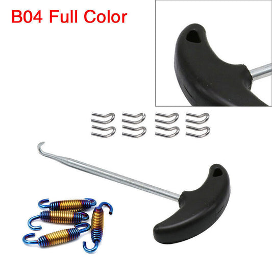 Exhaust Pipe Muffler Mounting Springs Hooks Set Link Full Color Blue Motorcycle