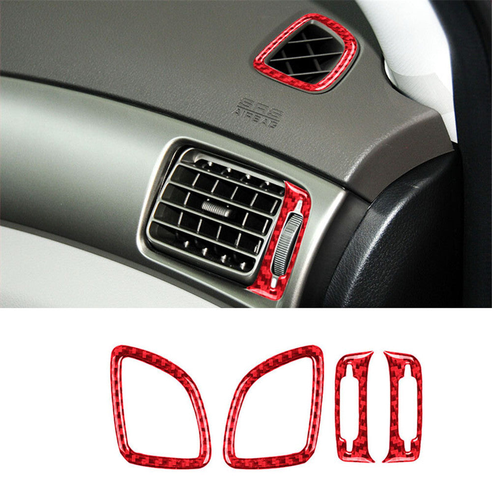 4Pcs Red Carbon Fiber Air Conditioning Vent Trim for Subaru Forester 2009-2013