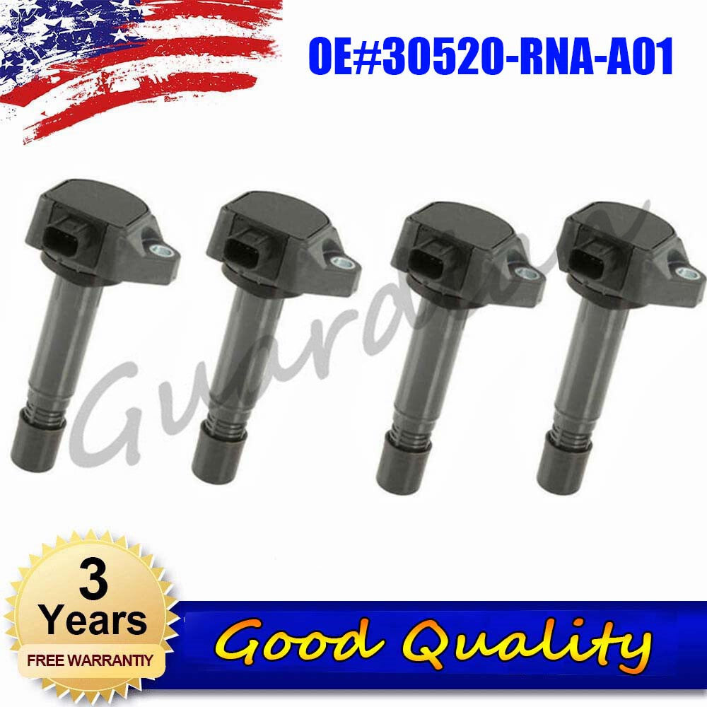 4PCS Ignition Coil 30520-RNA-A01 for Honda CRV 2007-2011 CITY 09-14 Accord 08-13