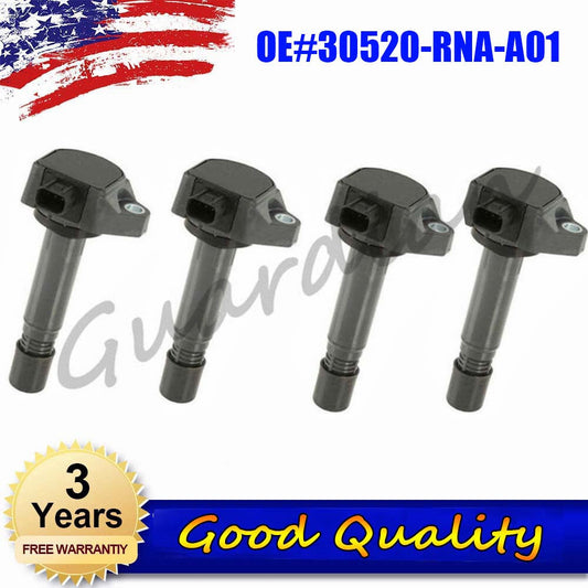 4PCS Ignition Coil 30520-RNA-A01 for Honda CRV 2007-2011 CITY 09-14 Accord 08-13