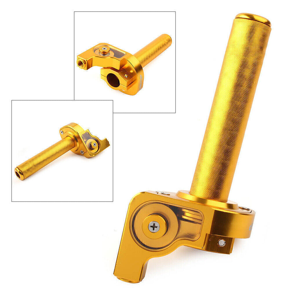 7/8inch Motorcycle Handlebar CNC Hand Grip Twist Throttle Accelerator Gold Q