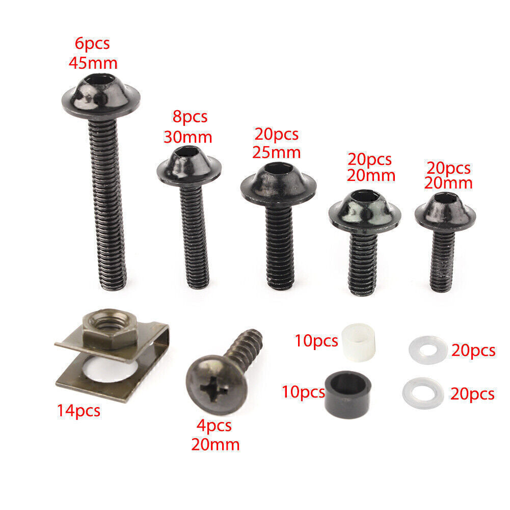 Motorcycle Sportbike Windscreen Fairing Bolt Screws Kit Fastener Clip Screws Red