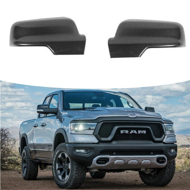 Carbon fiber side door ABS rearview mirror covers for Dodge for Ram 1500 (2018-22)