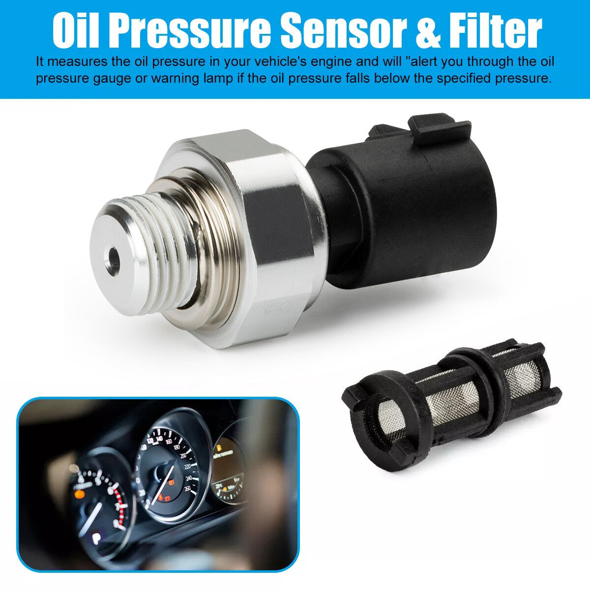 Oil Pressure Sensor With Filter for Chevrolet Silverado 2009-17 917-143 12673134