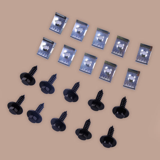 20pcs Bumper Splash Shield Guard Under Engine Cover U-nut Clips Screws Rivet Kit