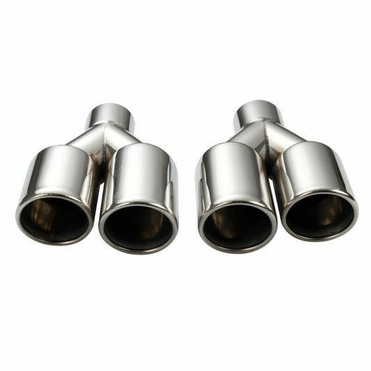 2PCS 57mm ID 3'' OD Weld on Dual Exhaust Pipe Tips Stainless Steel Universal