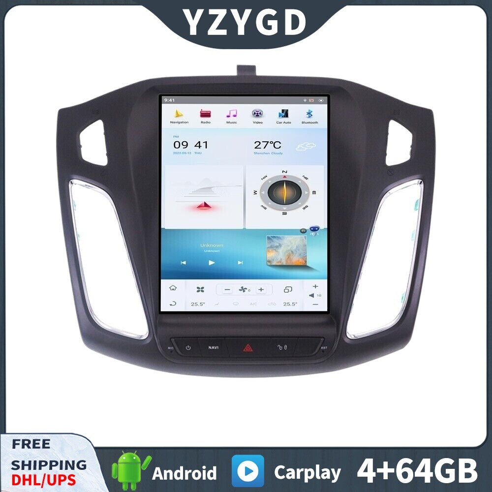 for Ford Focus 2012-2018 Stereo Android CarPlay Car Radio Receiver 64GB Screen
