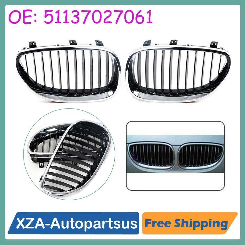Pair Bumper Kidney Grille Grill for BMW E60 E61 M5 525i 528i 530i 550i 2003-2011