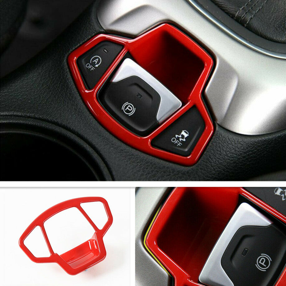 1P Red Internal Electronic Parking Brake Frame Cover Trim for 2017-2021 for Jeep Compass