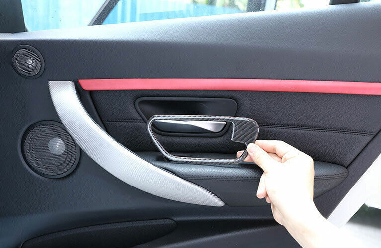 for BMW 3 4 Series GT 2014-18 Real Carbon Fiber Inner Door Handle Cover Trim 4P