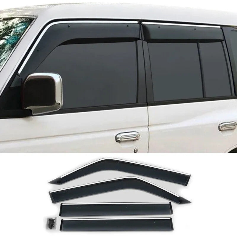 for Mitsubishi Pajero V31 V32 V33 Window Visor Deflector Black W/Chrome Trim 4x