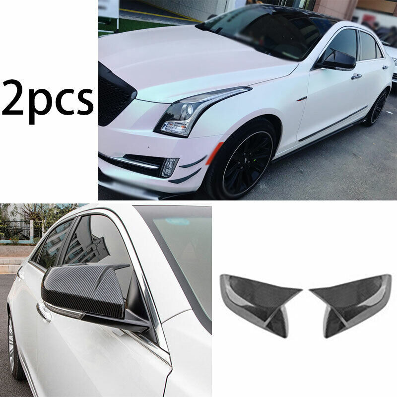 for Cadillac ATS 2013-2018 Exterior Rear View Mirror Cover Trim Carbon Fiber ABS