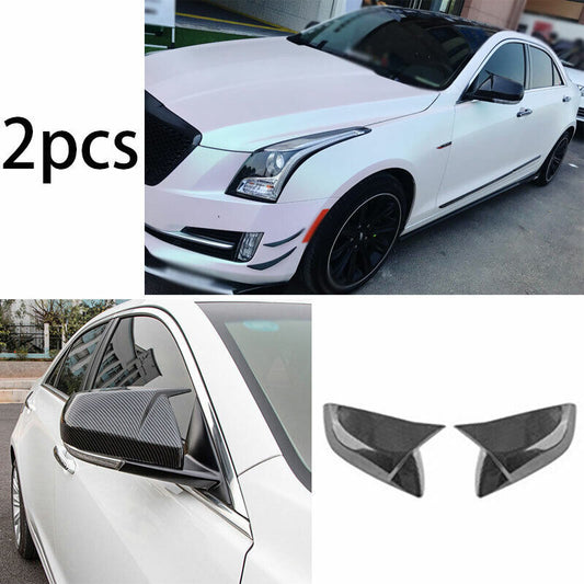 for Cadillac ATS 2013-2018 Exterior Rear View Mirror Cover Trim Carbon Fiber ABS