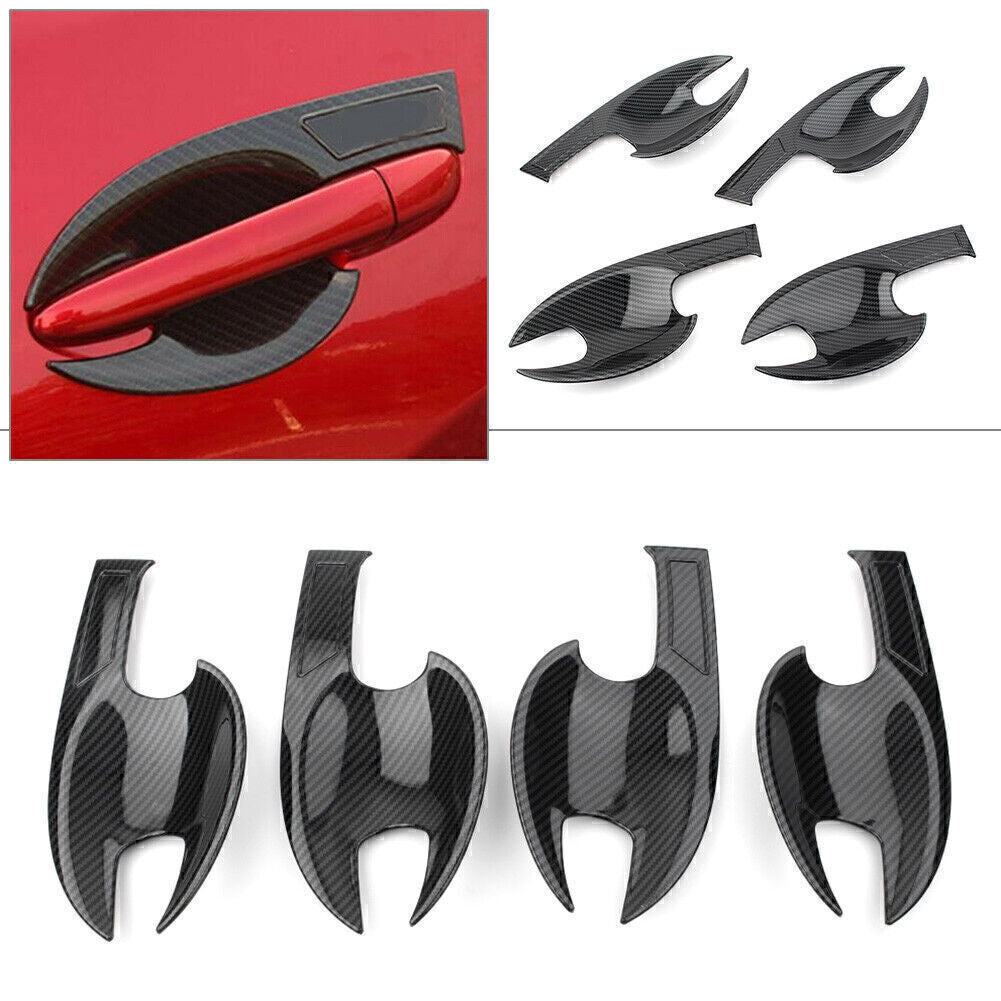 4 x Carbon Fiber Car Door Handle Bowl Cover Trim for Mazda CX-5 CX5 2017-2020 18