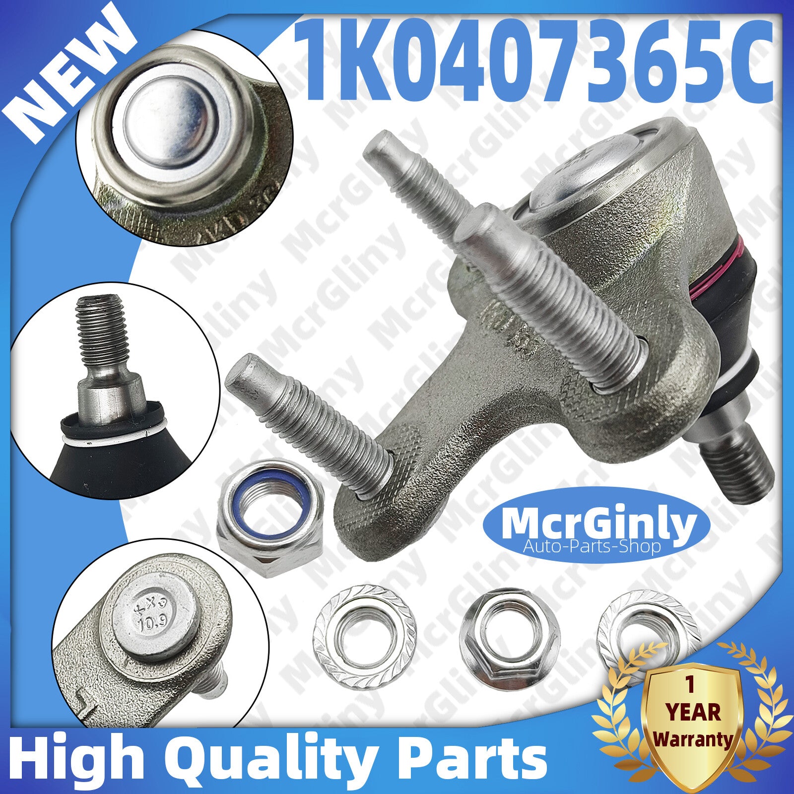 Left front ball joint control arm + nut for Audi A3 Q3 Eos for Jetta 1K0407365C- n