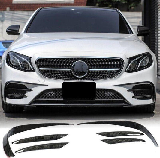 carbon fiber front bumper splitter for Mercedes-Benz W213 E400 E43 AMG 2017-19 (Canard Fins)