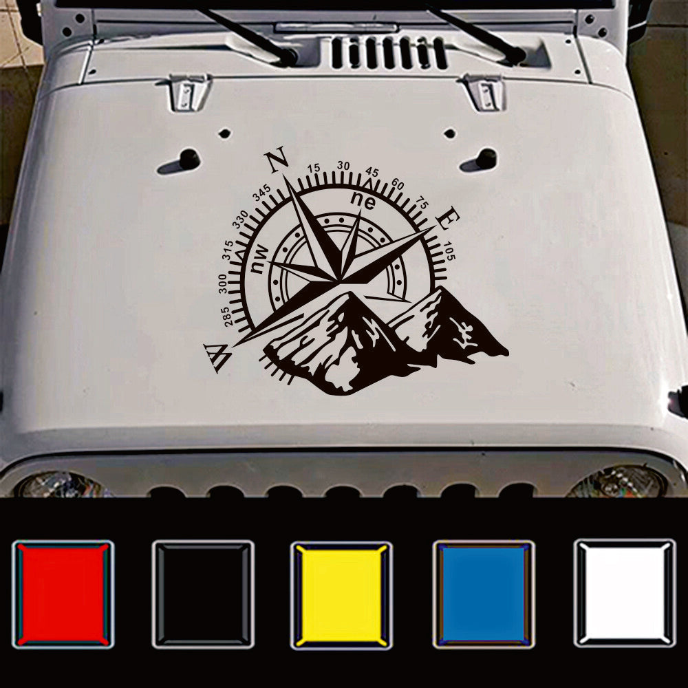 Vinyl Car Sticker Waterproof Offroad Compass Navigation Mountain Side Hood Decal