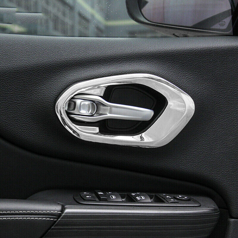 for Jeep Cherokee 2014-2021 Silver Inner Door Handle Bowl Frame Decor Cover Trim