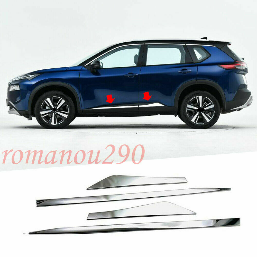 for Nissan Rogue 2021-2023 Chrome Front/Rear Bumper Body Side Molding Cover Trim