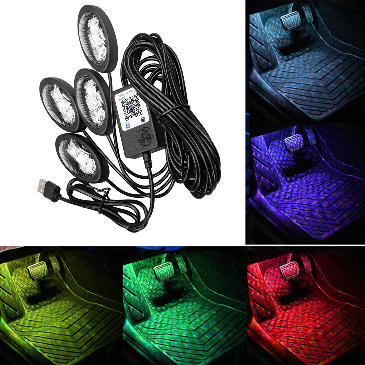 Car Interior Accessories RGB LED Floor Decorative Atmosphere Strip Lamp Lights