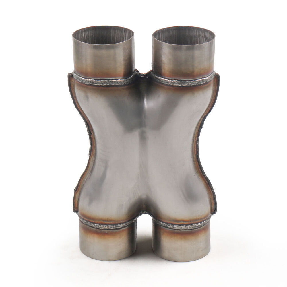 Crossover X Pipe Dual 2.25/2.5/3 In/Out Stainless Steel Muffler Exhaust Tip Q