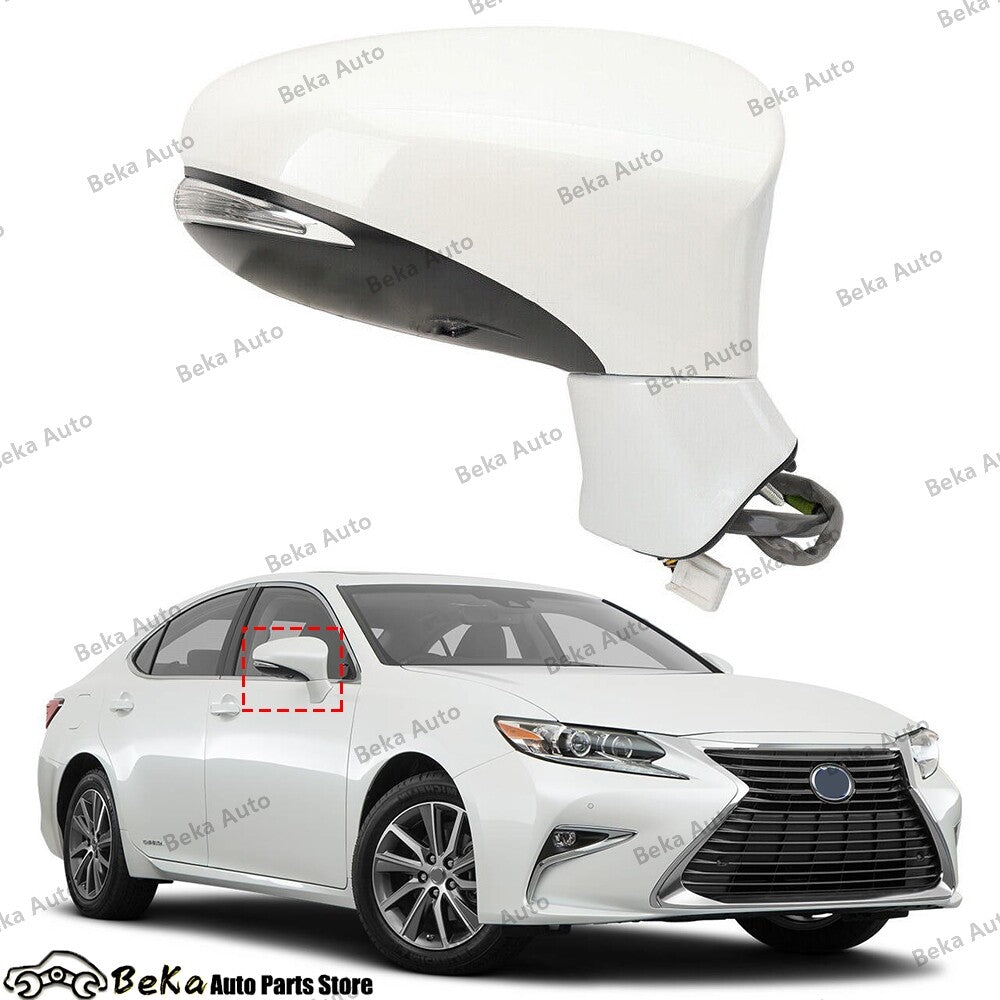 Applicable to 2013-2014-2018 for Lexus ES350, right white view, power door mirror with heating and lights.