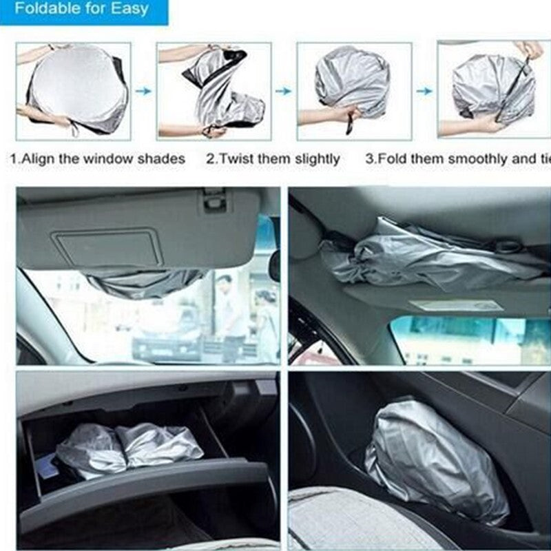 Folding Jumbo Car Window Sun Shade Auto Front Rear Visor Windshield Block Cover