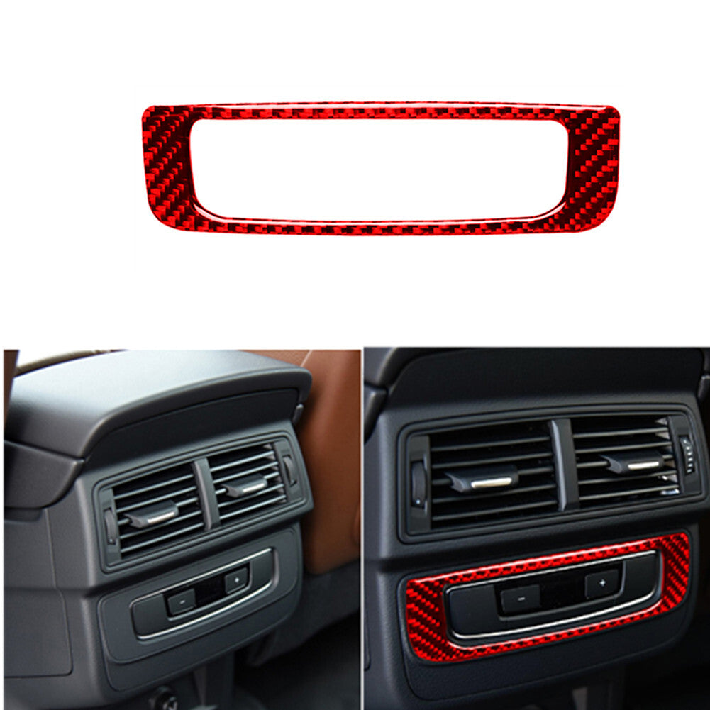 Red Car Rear AC Panel Trim Cover Interior Carbon Fiber Sticker for Audi Q7 16-19