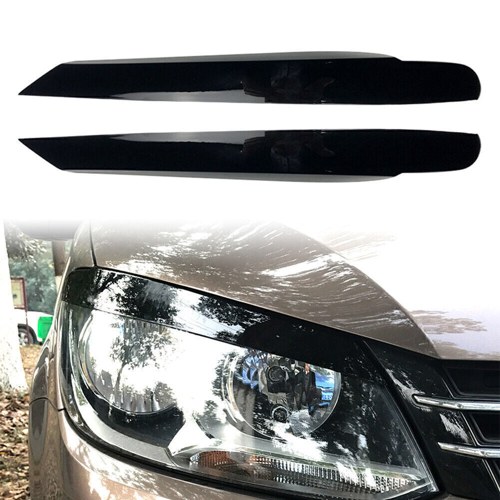 Front Headlight Eyelid Trim Cover for 2011 - 2015 for Volkswagen Touran Glossy Black