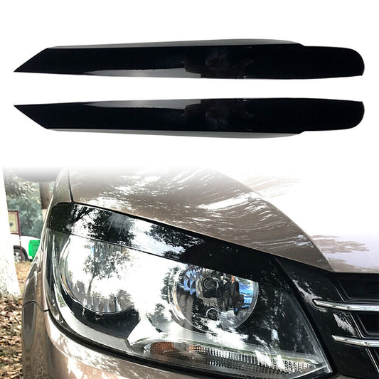 Front Headlight Eyelid Trim Cover for 2011 - 2015 for Volkswagen Touran Glossy Black