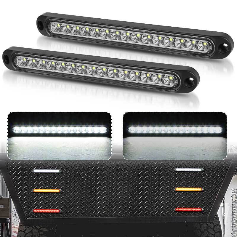 2X 10 White 15LED Sealed Truck Trailer Reverse Backup Turn Tail Light Strip Bar
