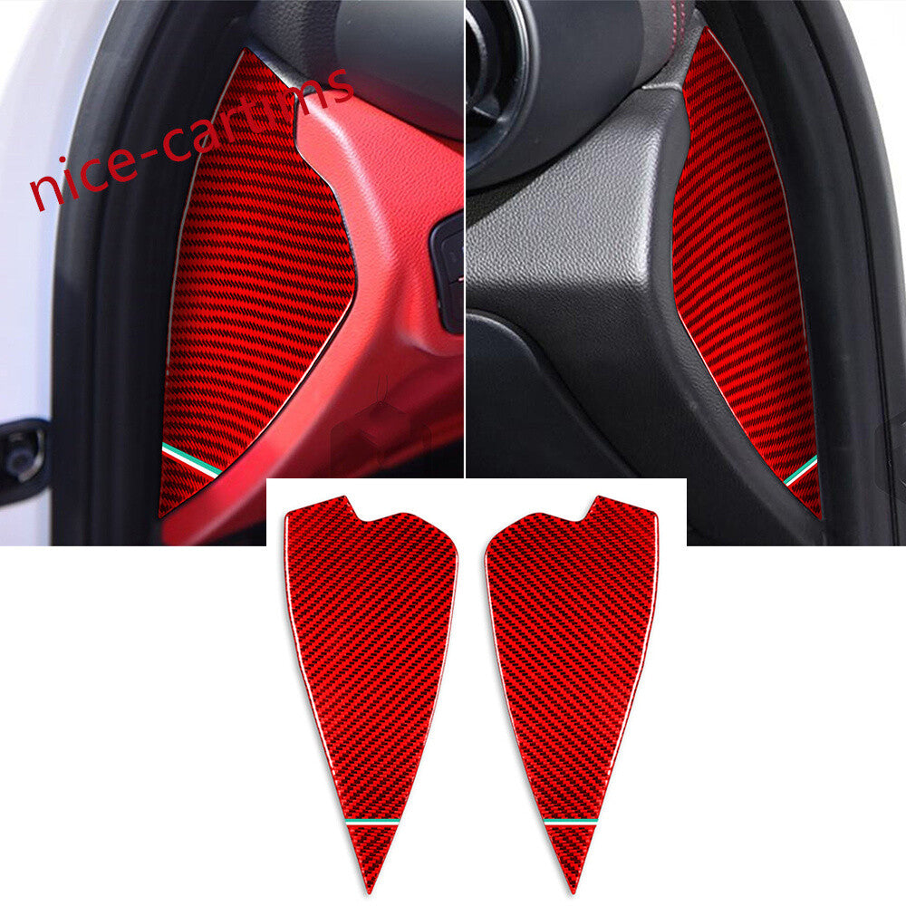 Red Carbon Fiber Front Door Buffer Cushion Slot Trim for Alfa Romeo Giulia 17-21