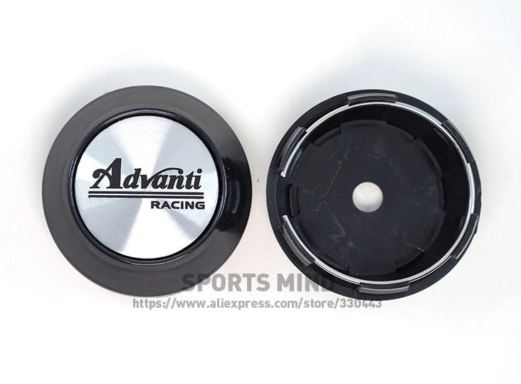 4-piece set of 69mm Advanti racing wheel caps, wheel center caps, wheel logos, silver