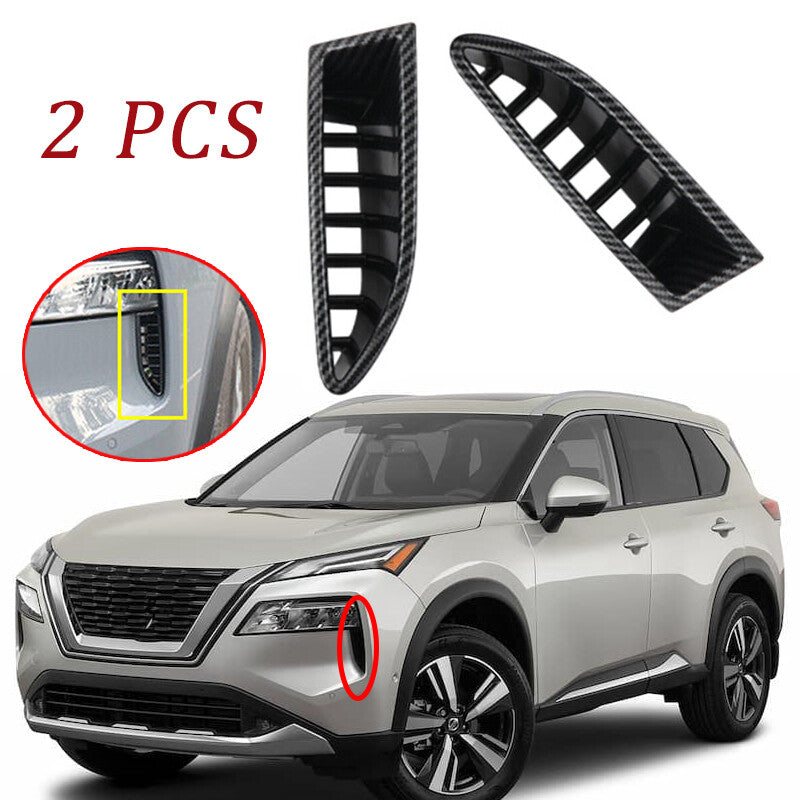 2X for Nissan Rogue 2021-2022 ABS Carbon Fiber Headlight Eyelid Vents Tirm