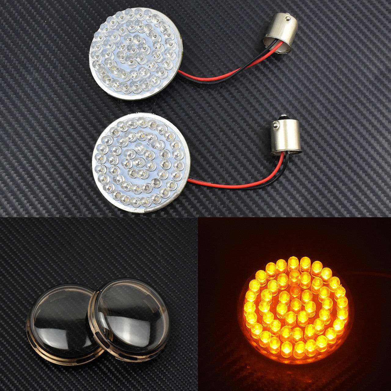 2'' Amber 1156 Bullet Turn Signal LED Light w/ Smoke Lens Cover Fit for Harley Q