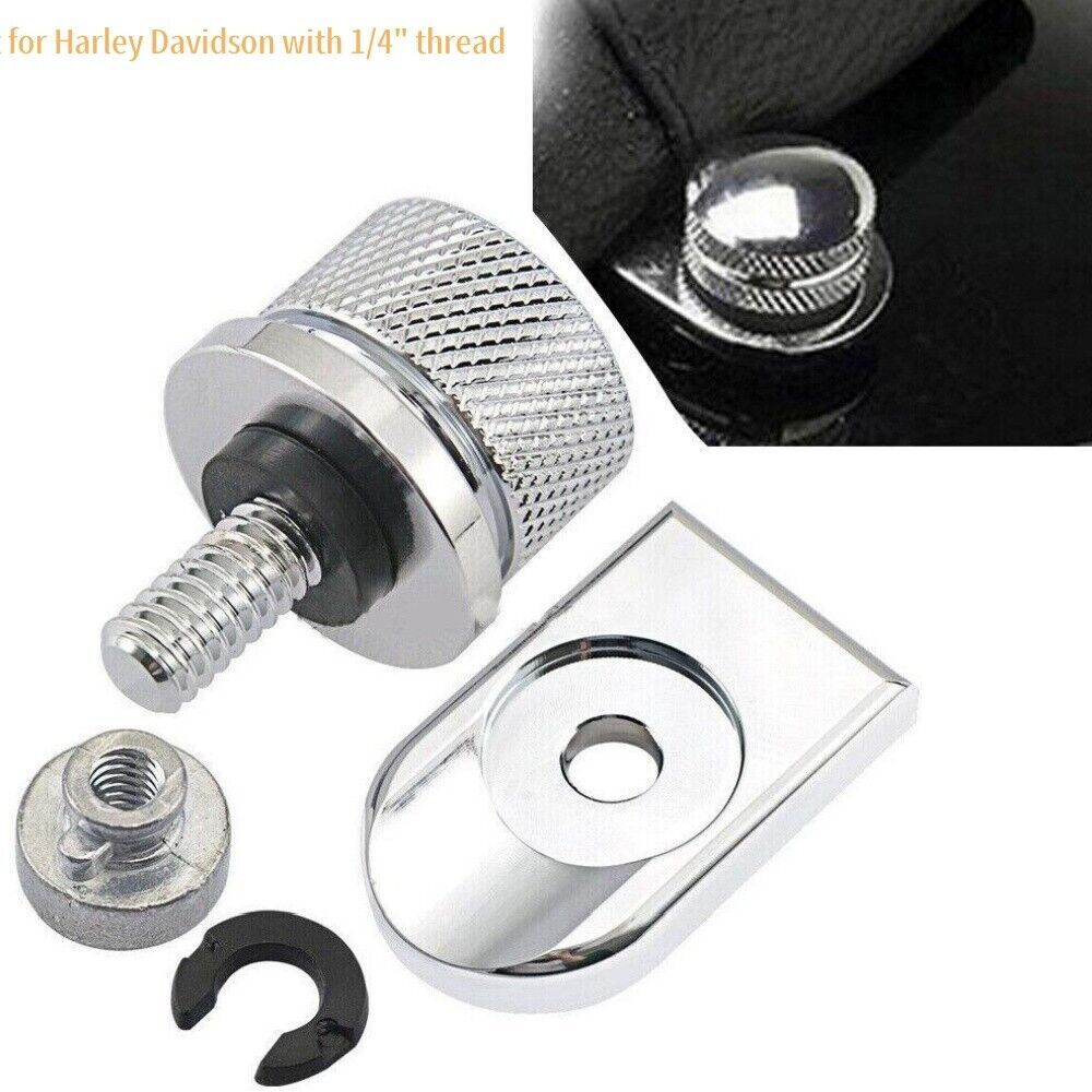 1/4''Chrome Rear for Seat Bolt Screw Mount Tab Knob Cover Nuts for Harley Davidson