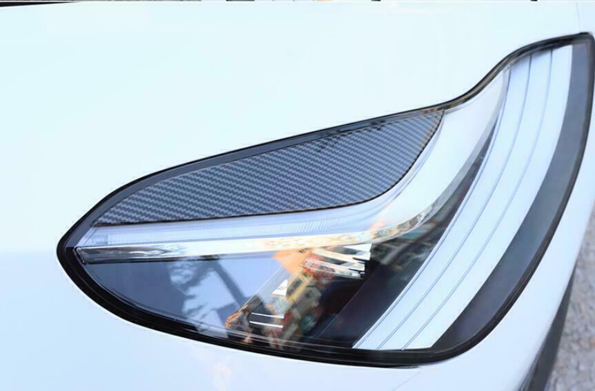 ABS Carbon Front Headlight Lamp Eyebrow Strip Trim For Model 3 2017-2023 n