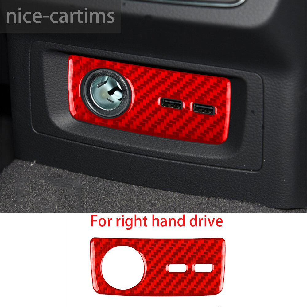 for Audi Q5 Q5L 2018-2023 RHD Rear Cigarette Lighter Panel Trim Red Carbon Fiber