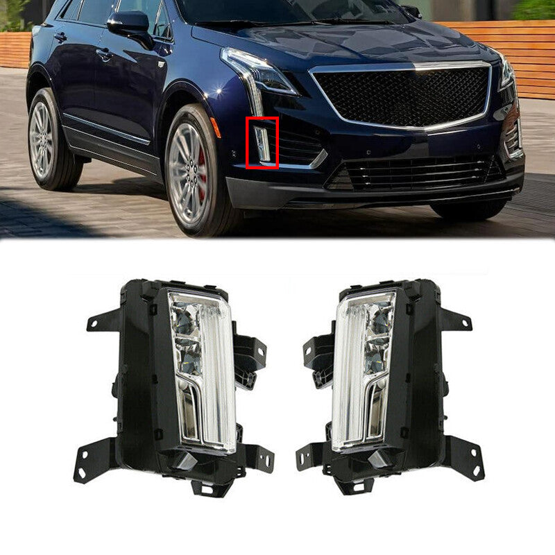 1Pair LED DRL Front Fog Lamp Driving Light Assembly for Cadillac XT5 2017-2020
