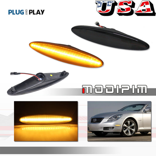 Suitable for the 2002-2010 for Lexus SC430 smoked lens amber LED front marker parking light- v