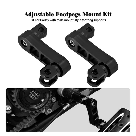 Black Aluminum Foot Pegs Male Mount Extensions for Harley Touring Dyna Sportster