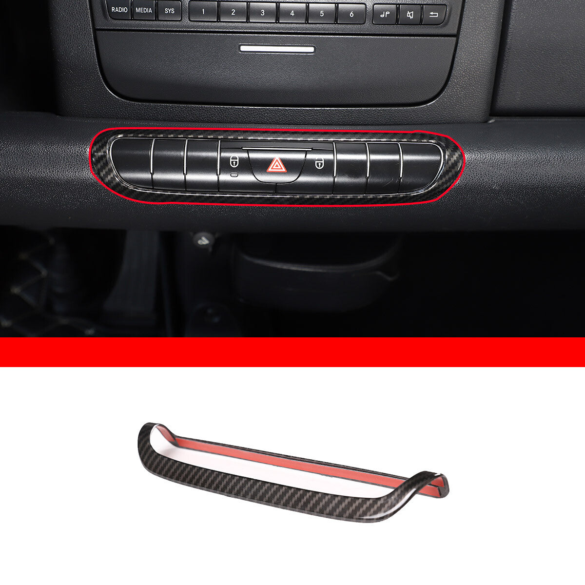 Carbon fiber ABS door lock switch decorative frame for Smart 2009 - 2015 - n